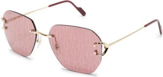 Cartier Ct 0394S 003 Zonnebrillen - Heren - Zonnebrillen - Geel - 58 MM - Accessoires