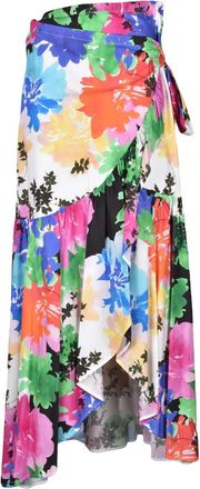 Sara Roka Multicolor Floral Wrap Cotton Maxi Skirt