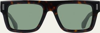 Ferragamo Mens Rivets Acetate Square Sunglasses