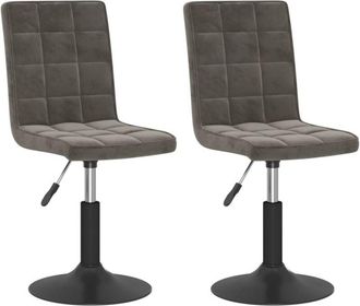 vidaXL Vidaxl - Sillas De Comedor Giratorias 2 Unidades Terciopelo Gris Oscuro
