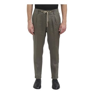 Daniele Alessandrini Slim-fit Trousers, male, Green, Size: XL Pantalone in Lino
