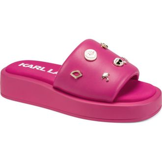 Karl Lagerfeld Opal Macaron Platform Wedge Slide Sandal in Hot Pink at Nordstrom, Size 6.5