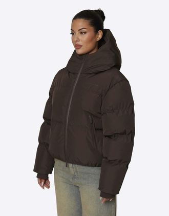 Good For Nothing giacca puffer imbottita corta con cappuccio e resistente alle intemperie marrone