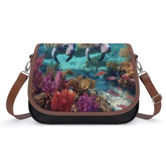 Generic Man-atees Colorful Coral Crossbody Bags for Women Shoulder Messenger Bag Purse Handbags