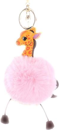 Generic Giraffe Hairball Plush Keychain Elk Fluffy Pendant Keyring Decoration, Multicoloured