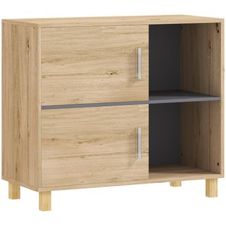 HOMCOM Bathroom Storage Cabinet With Open Compartments And Double Doors | TJ Hughes