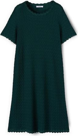 Motivi Gebreide jurk met kanten details - Dames - Korte kleedjes - Groen - M - Nylon - Kleedjes