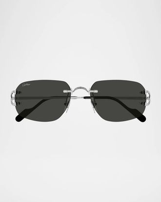Cartier Men & apos;s CT0663S Decor C Classique Metal Rectangular Sunglasses