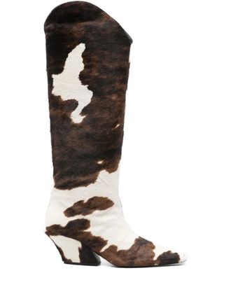 MUGLER 70mm cowhide leather boots - White