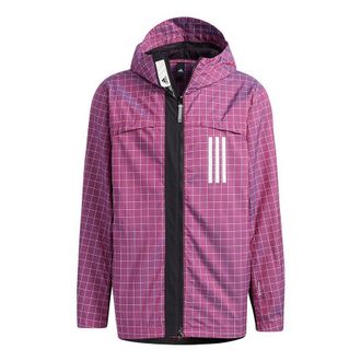 adidas WND Sports Plaid Windproof Hooded Jacket Purple GH8162