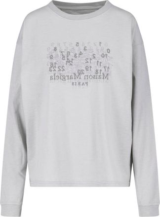 Maison Margiela Grey Logo Long-Sleeved Cotton T-Shirt