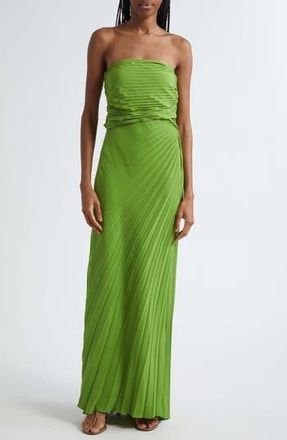 A.L.C. Bianca Pleated Strapless Gown in Lily Green at Nordstrom Rack, Size 00