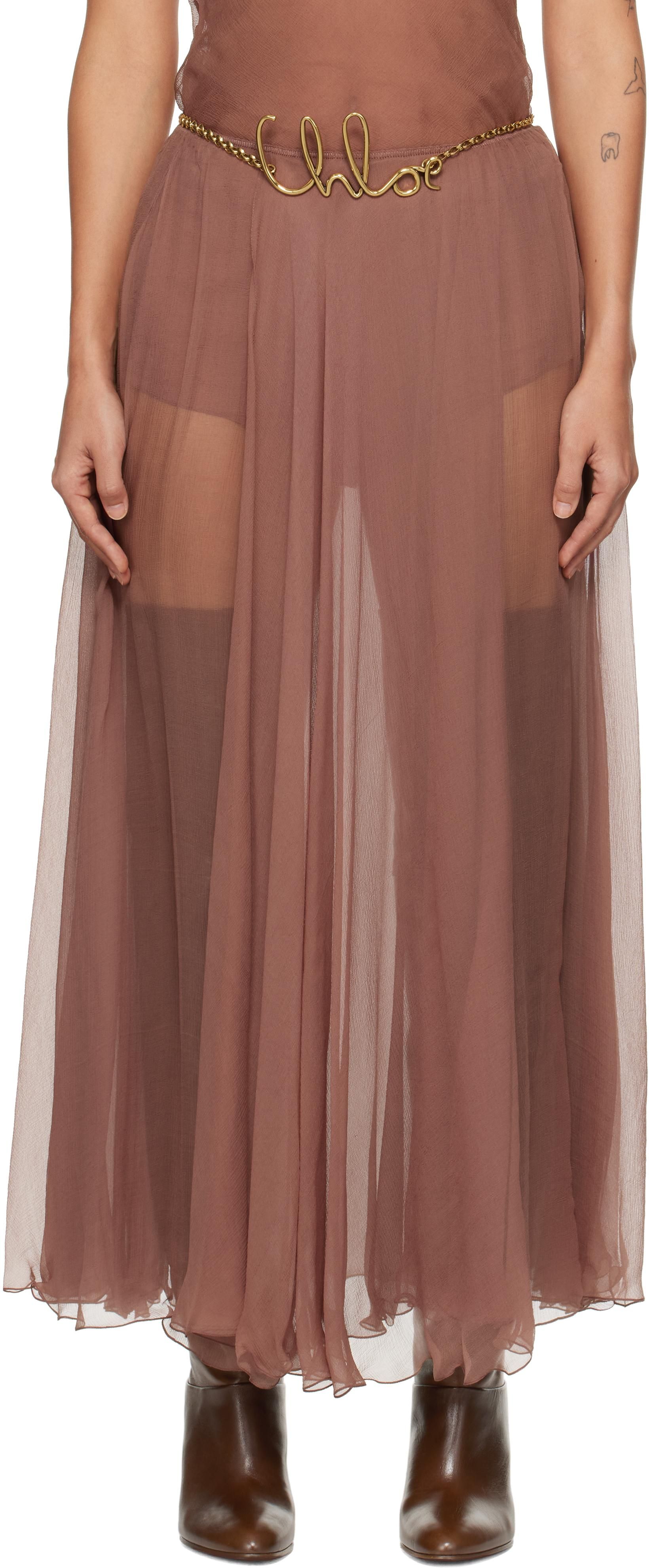 C22AMJ02550 Knit スカート CHLOe long Orange skirt