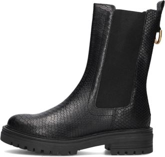Omoda Slangenprint enkellaarzen voor dames - Dames - Chelseaboots - Zwart - 38 EU - Schoenen
