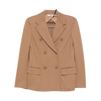 Max Mara Jassen, Dames, Bruin, M, Wol, Giacca in jersey in lana Cammello
