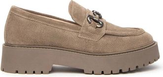 Nero Giardini Su&egrave;de mocassins met messing gesp - Dames - Loafers - Bruin - 39 EU - Su&egrave;de - Schoenen