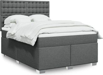 vidaXL Vidaxl - Cama Box Spring Con Colch&oacute;n Tela Gris Oscuro 140x190 Cm