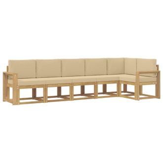 vidaXL Conjunto De Sof&aacute;s De Exterior Con Coj&iacute;n 6 Pcs Y Beige Poli&eacute;ster Vidaxl