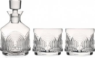 Viski Deco Beau Stacking Decanter And Tumbler - Set Of 3 In Clear