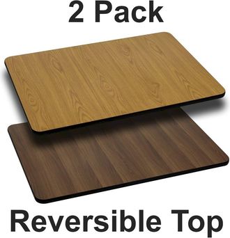 Flash Furniture 2 Pk. 30 x 42 Rectangular Table Top with Natural or Walnut Reversible Top