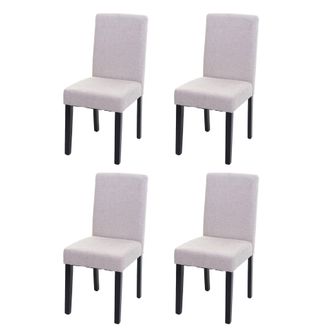 Hhg Hhg - Juego De 4 Sillas De Comedor Silla De Cocina Littau, Textil, Crema-beige, Patas Oscuras