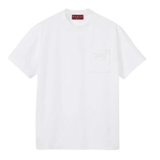 Gucci Katoenen Piquet T-shirt met Borduursel - Heren - T-shirts - Wit - XL - Katoen - Tops