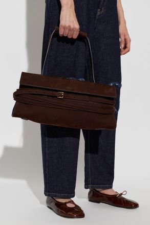 Moschino Suede Handbag Tie, Womens, Brown