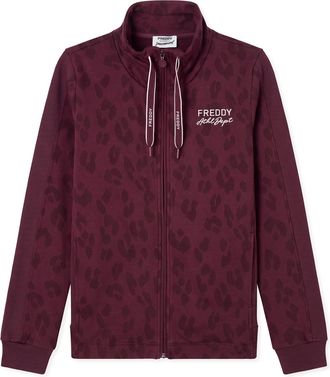 Freddy Felpa donna stampa leopardata chiusura zip e collo alto