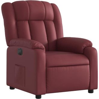vidaXL Vidaxl - Sill&oacute;n Reclinable El&eacute;ctrico De Cuero Sint&eacute;tico Rojo Tinto