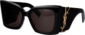 Saint Laurent Womens Sunglasses Slm119 Blaze Black Acetate Black-Black-Black Black/black/black