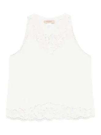 Twin-Set Sleeveless Top with Intricate Lace Cut-Out Detailing