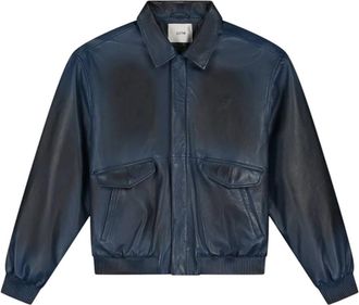 Arte Vintage Leren Jack - Navy - Heren - Leren en Su&egrave;de Jassen - Blauw - L - Leer - Jassen
