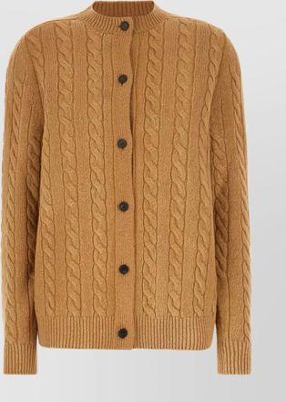 The Row wool cardigan with crew neck and cable knit