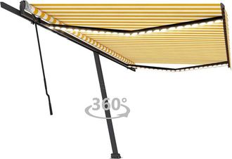 vidaXL Vidaxl - Toldo Retr&aacute;ctil Manual Con Luz Led Amarillo Y Blanco 500x350 Cm