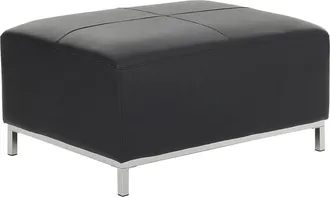 Beliani Pouf Poggiapiedi Ottomano In Pelle Color Nero Oslo