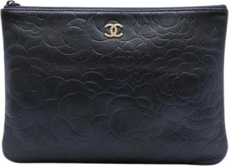 Chanel Pre-owned Clutch - Dames - Vintage Clutch - Blauw - ONE Size - Leer - Vintage