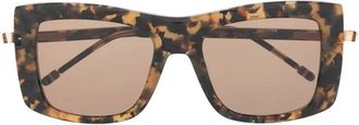 Thom Browne Sunglasses, unisex, Multicolor, ONE SIZE, Square Frame Brown Tinted Sunglasses