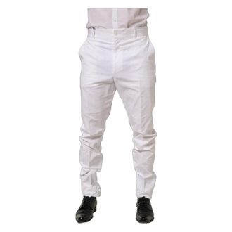 Dolce & Gabbana Slim-fit Trousers, male, White, Size: XL Tapered Leg Dress Trouser Pants