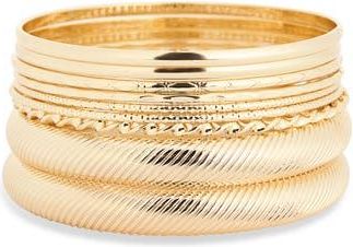 Nordstrom Rack Set of 9 Bangle Bracelets in Gold at Nordstrom Rack