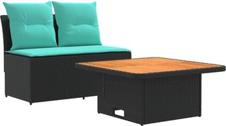vidaXL 2 Pieza Sof&aacute; Central De Jard&iacute;n Con Mesa Elevable Vidaxl