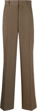 Palm Angels tape-embellished tailored trousers - men - Polyester/Cotton/Virgin Wool - 46 - Green