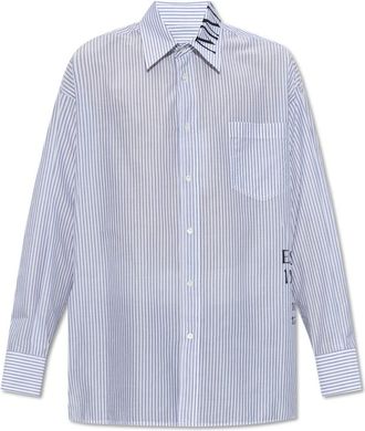 Maison Margiela Overhemden, Heren, Blauw, L, Katoen, Shirt met Logo