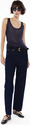 Mother of All Moa High Waist Straight Leg Denim in Dark Denim at Nordstrom, Size X-Small