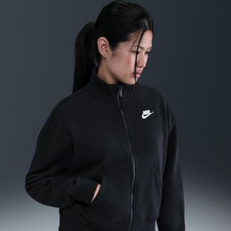 Nike Womens Nike Sportswear Club Fleece Loose Track Jacket in Black | HV2733-010