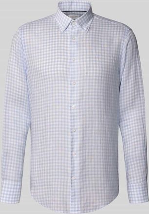 Christian Berg Regular Fit Leinenhemd mit Button-Down-Kragen in Hellblau, Gr&ouml;&szlig;e 37/38