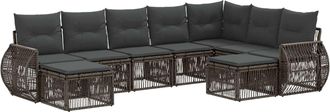 vidaXL Conjunto De Sof&aacute;s De Jard&iacute;n 9 Uds. Gris Rat&aacute;n Sint&eacute;tico Vidaxl