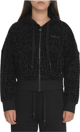 Emporio Armani Hoodie met rits en logo - Dames - Vesten met rits - Zwart - S - Katoen - Hoodies & sweatvesten