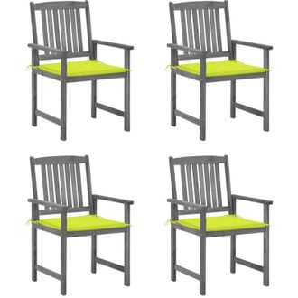 vidaXL Sillas De Jard&iacute;n Con Almohadillas 4 Pc Acacia Gris Masivo