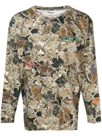 Heron Preston Heron Preston x Carhartt WIP leaf print top - men - Cotton - S - Green