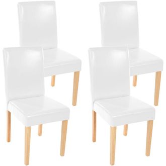 Hhg Non utilizzato] Set 4x sedie Littau ecopelle soggiorno cucina sala da pranzo 43x56x90cm bianco piedi chiari